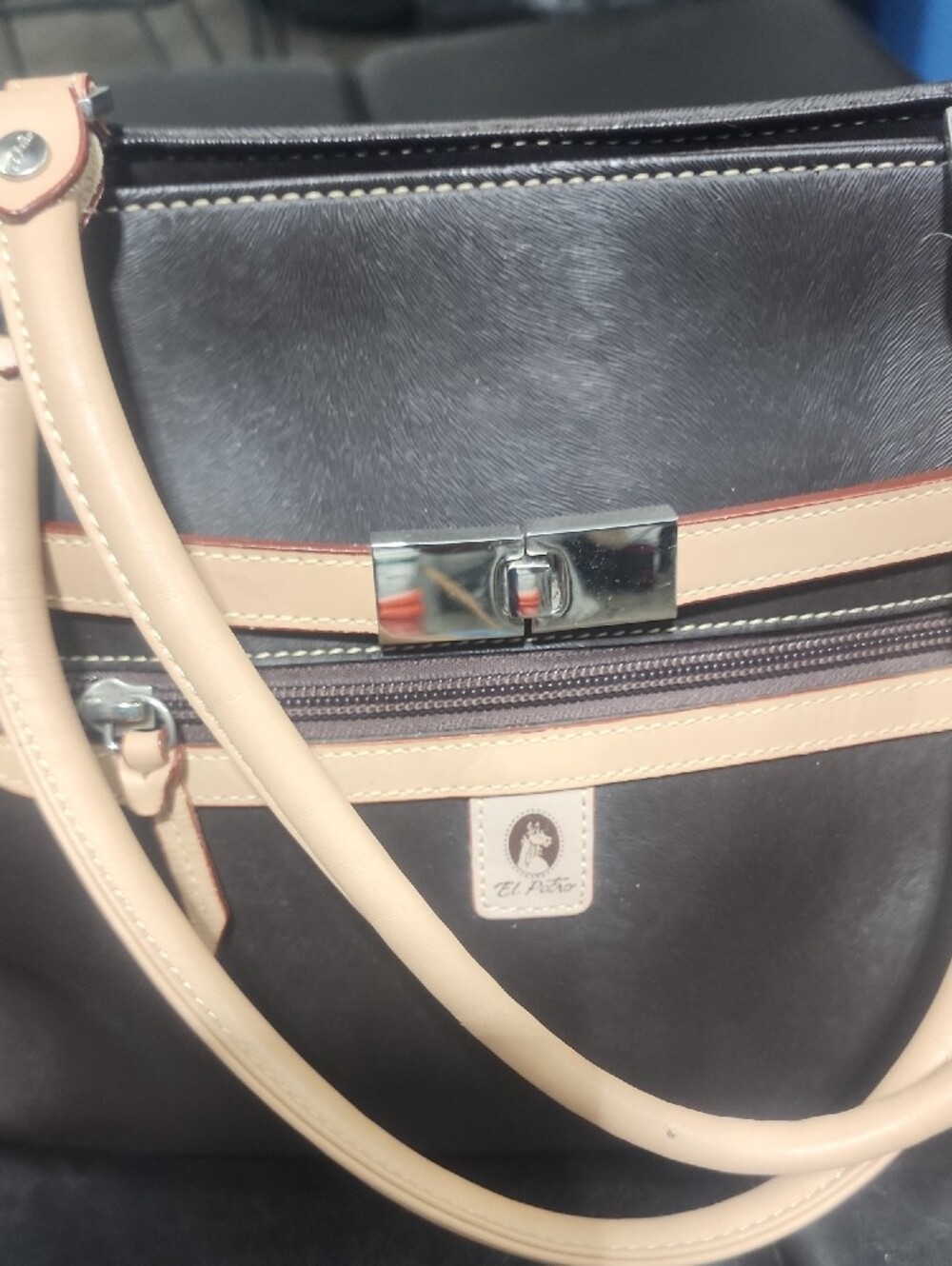 Classic Brown Tote with Beige Accents by - Picture 2 of 15